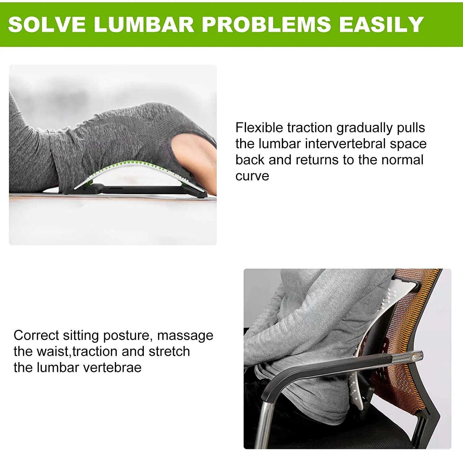 Back Massager Stretcher Lower and Upper Back Pain Relief