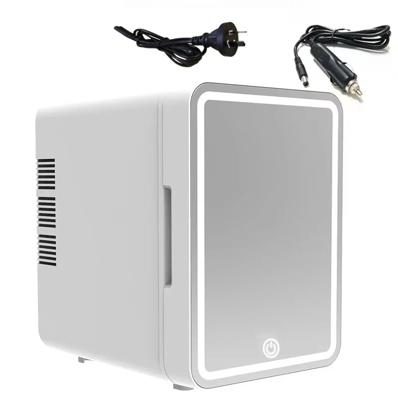 Skincare Fridge with Dimmable LED Light Mirror, 4L Makeup Mini Fridge
