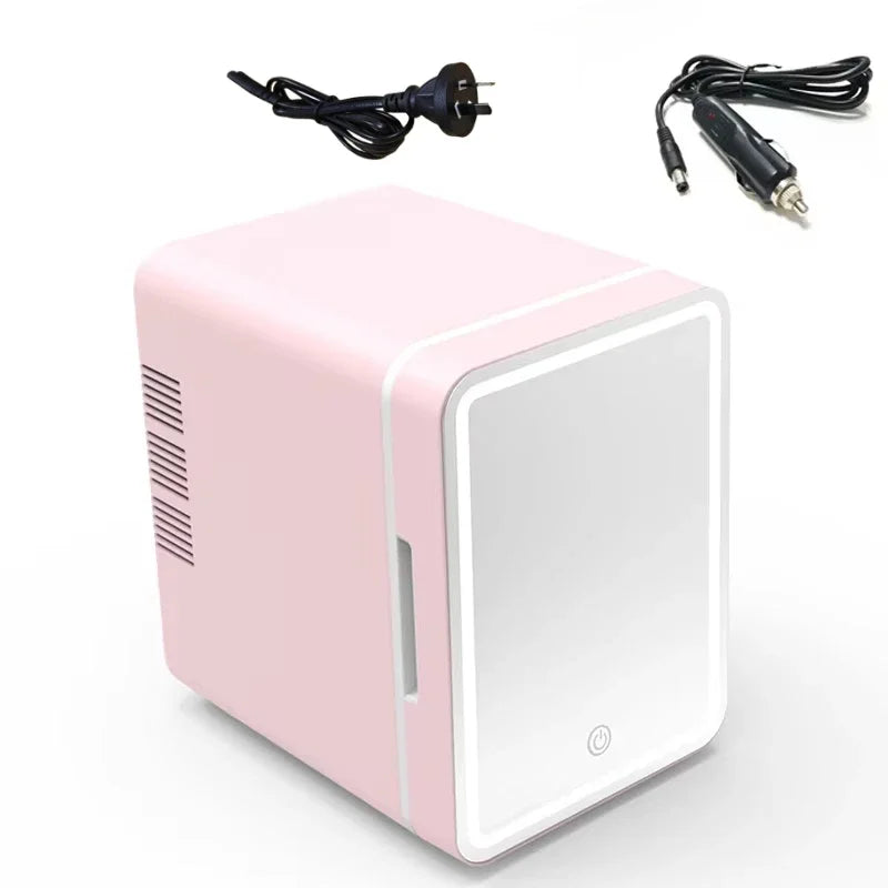 Skincare Fridge with Dimmable LED Light Mirror, 4L Makeup Mini Fridge