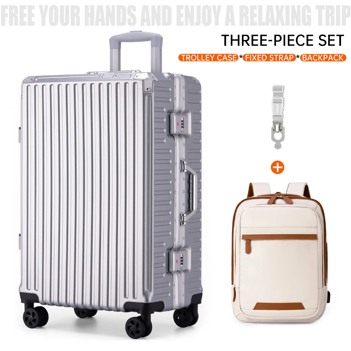 Trolley Luggage 20 24 26 28" Aluminum Frame Rolling Luggage USB