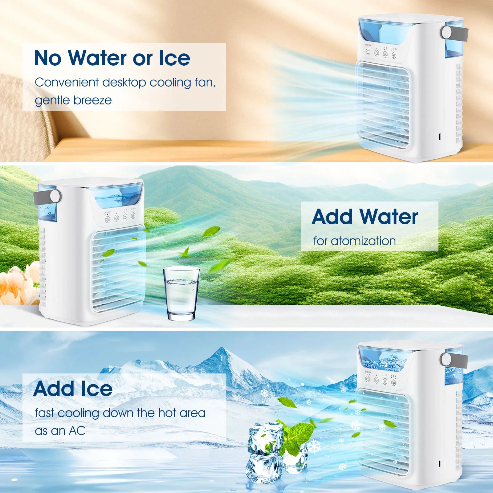 Portable Air Conditioner 3-in-1Mini Fan Cooler