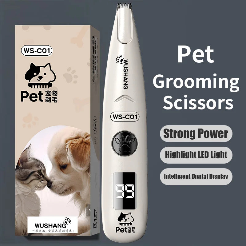 Pet Dog Electric Groomer Trimmer with LED Light Waterproof