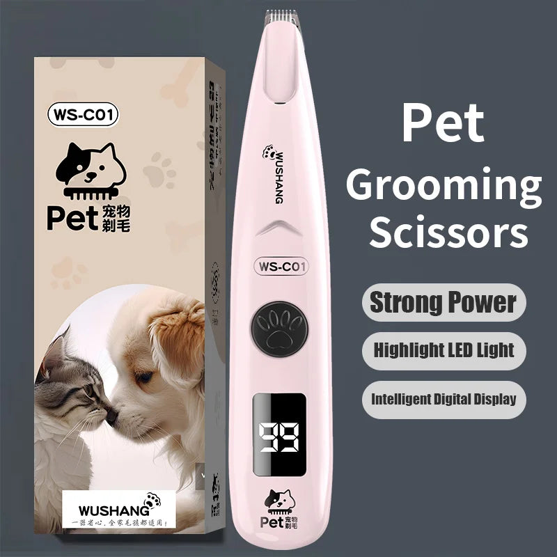Pet Dog Electric Groomer Trimmer with LED Light Waterproof