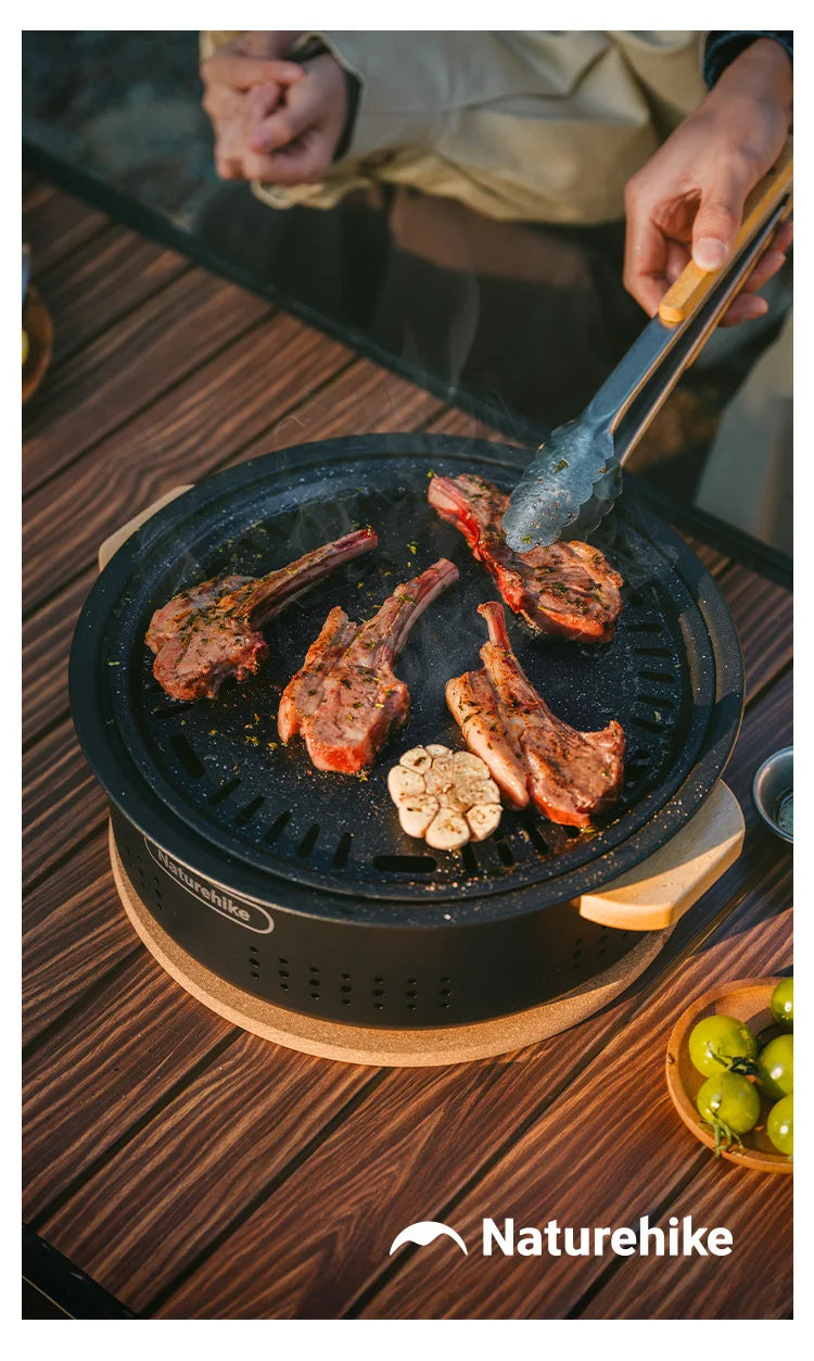 Camping Outdoor Barbecue Griddle Round Tabletop Barbecue Grill Portable