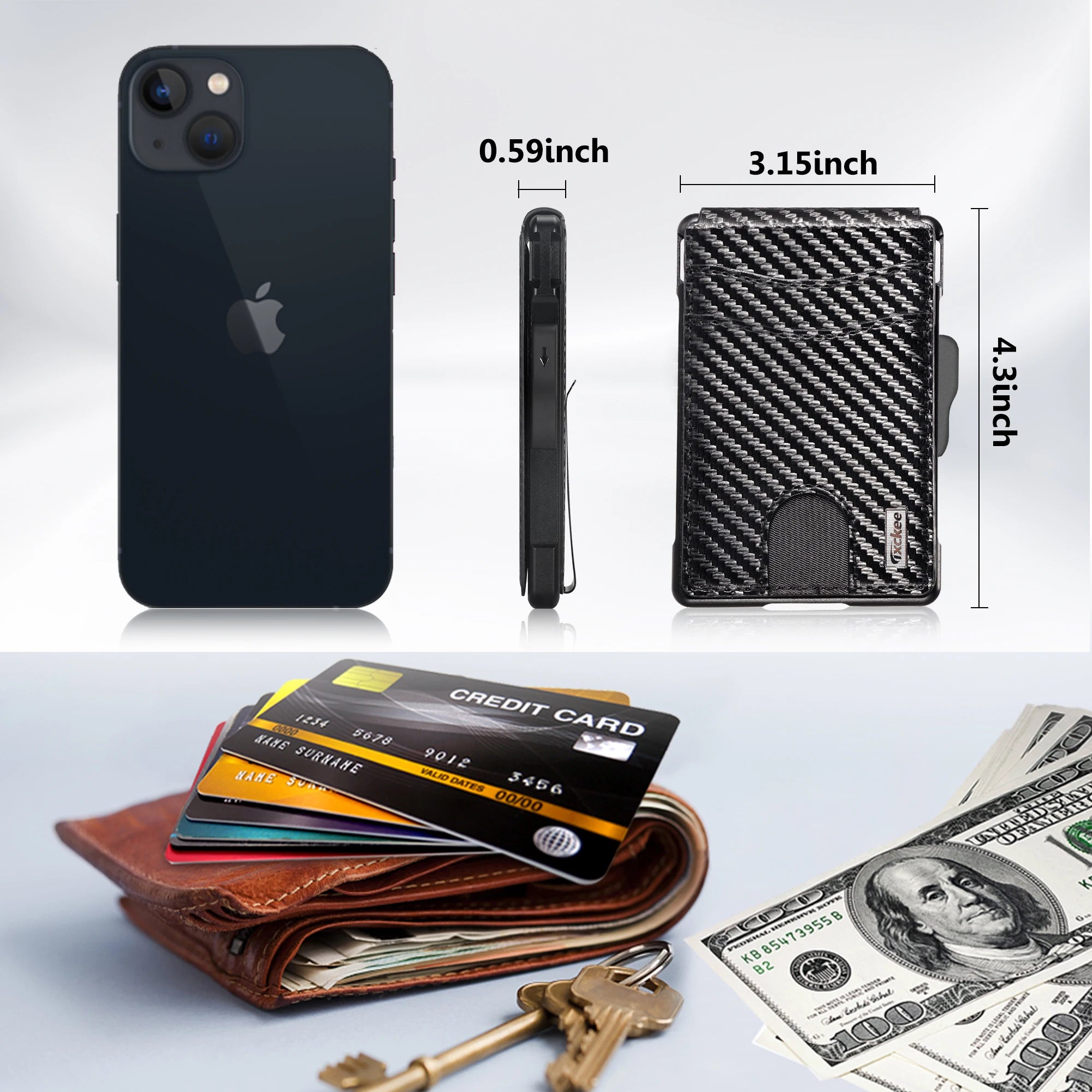Wallet for Men, Mens Minimalist Wallet 9-13 Cards