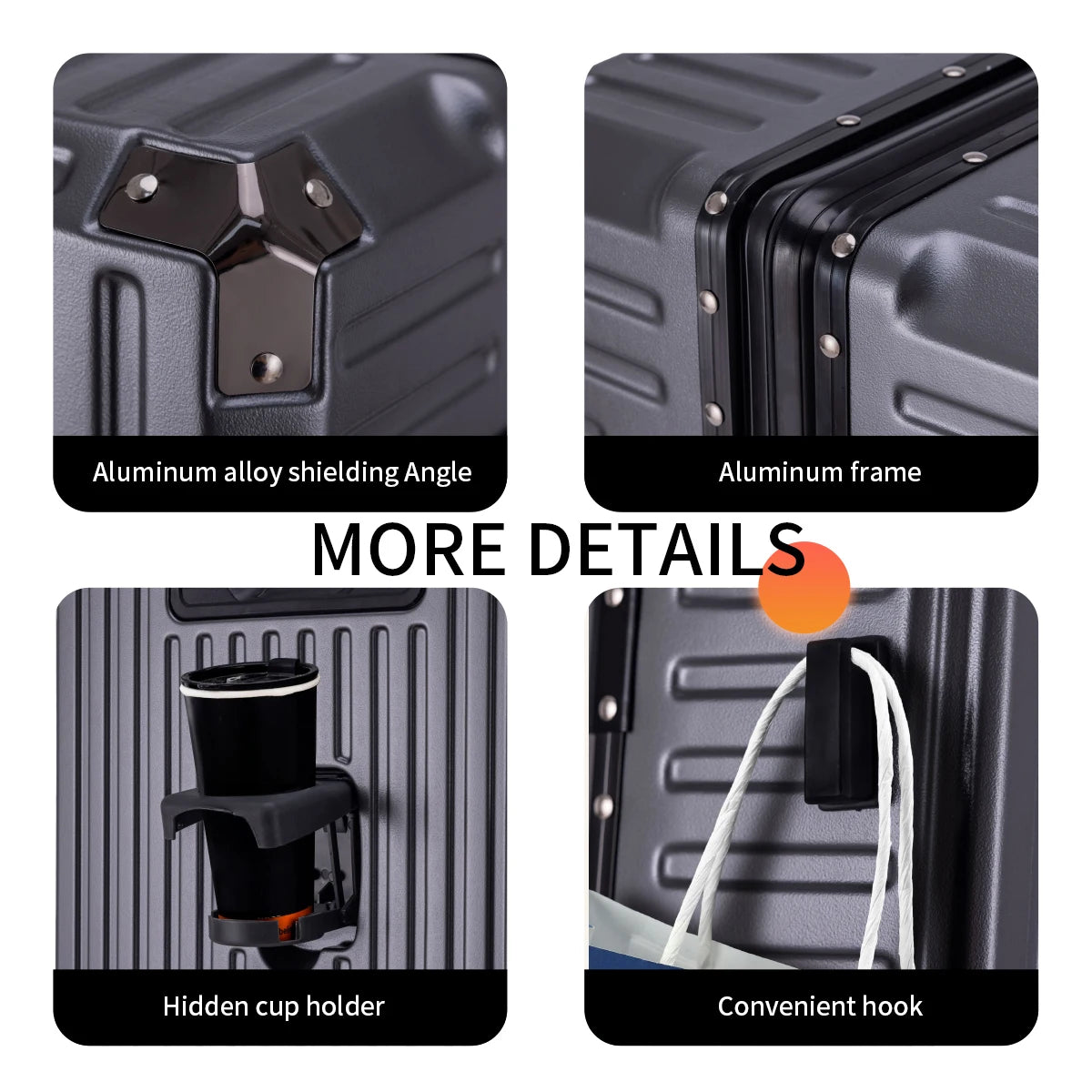 Trolley Luggage 20 24 26 28" Aluminum Frame Rolling Luggage USB