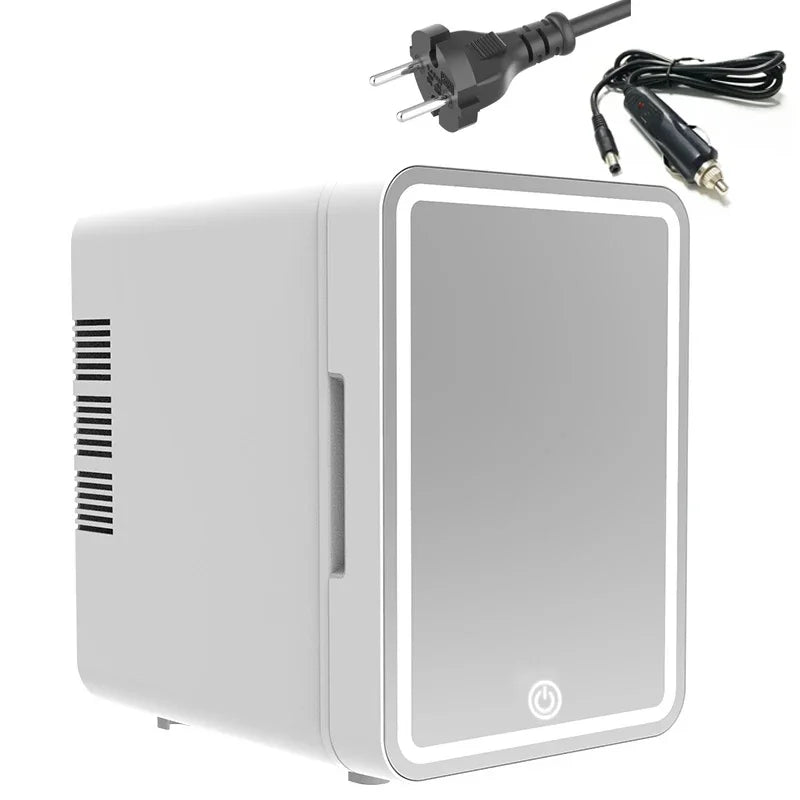 Skincare Fridge with Dimmable LED Light Mirror, 4L Makeup Mini Fridge