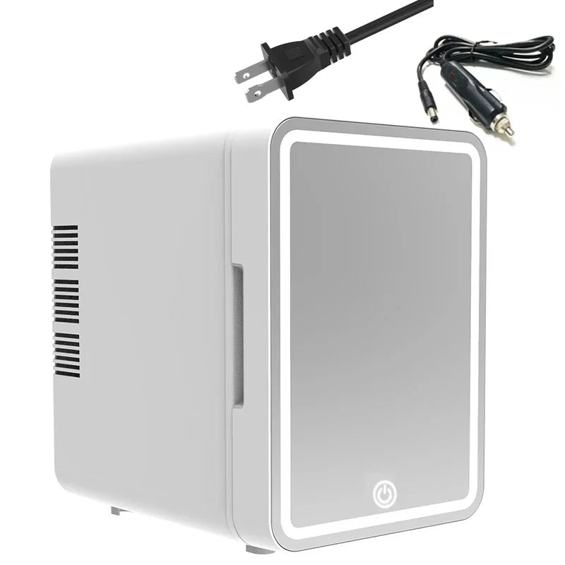 Skincare Fridge with Dimmable LED Light Mirror, 4L Makeup Mini Fridge