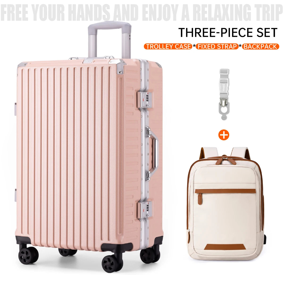 Trolley Luggage 20 24 26 28" Aluminum Frame Rolling Luggage USB