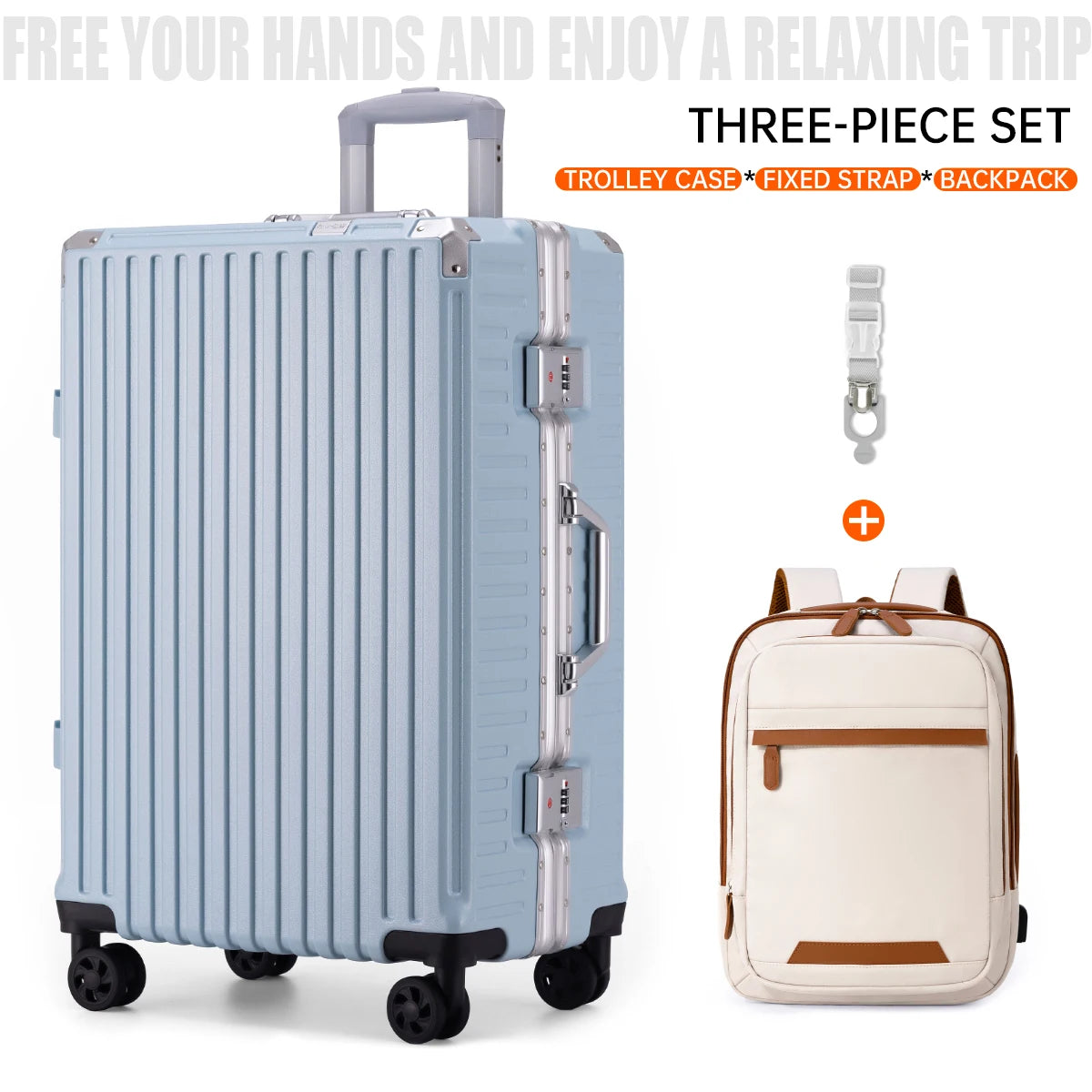 Trolley Luggage 20 24 26 28" Aluminum Frame Rolling Luggage USB