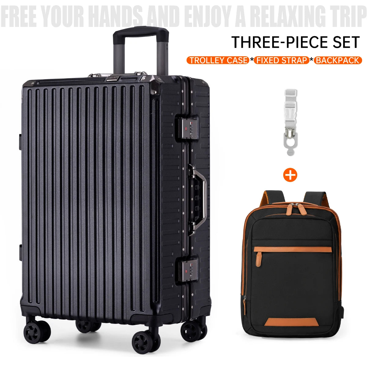 Trolley Luggage 20 24 26 28" Aluminum Frame Rolling Luggage USB
