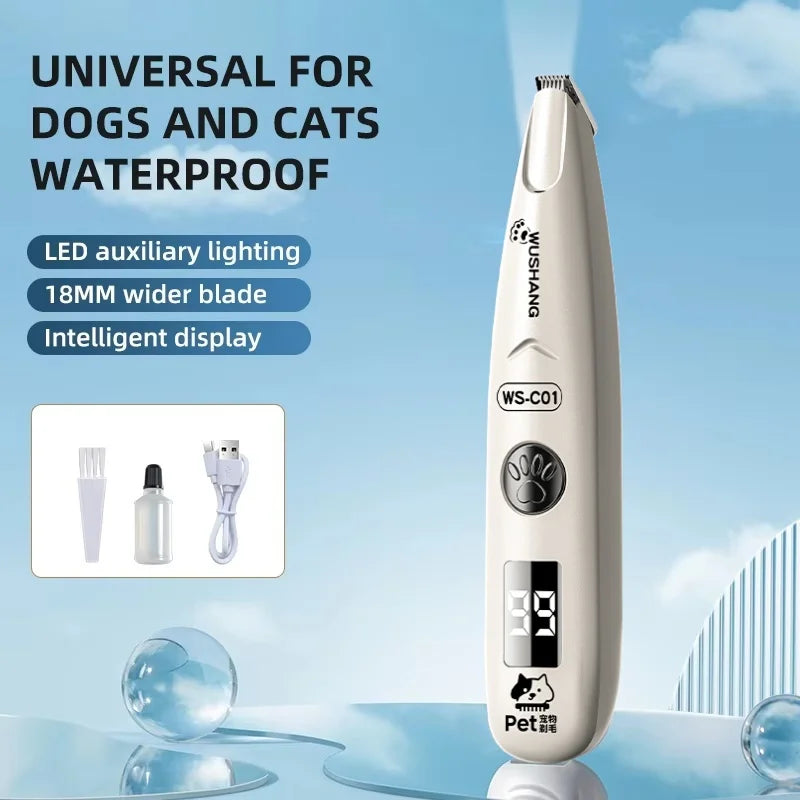 Pet Dog Electric Groomer Trimmer with LED Light Waterproof