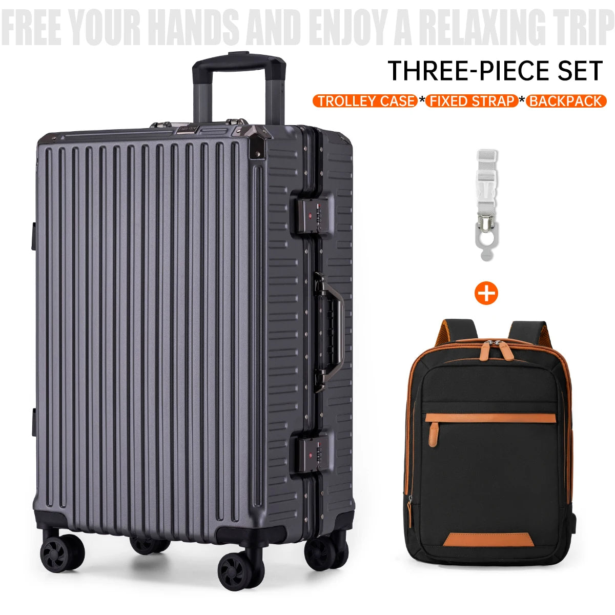 Trolley Luggage 20 24 26 28" Aluminum Frame Rolling Luggage USB