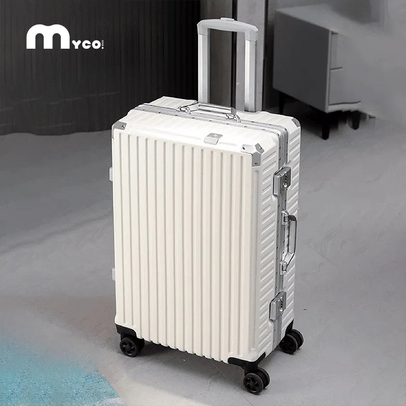 Trolley Luggage 20 24 26 28" Aluminum Frame Rolling Luggage USB