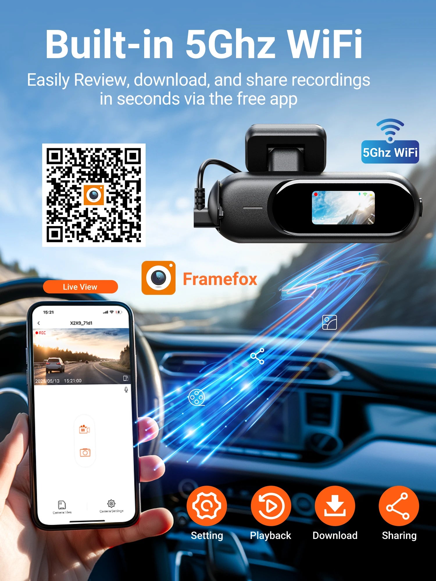 Dash Cam for Car 4K UHD Recording Front Rear Car Camera