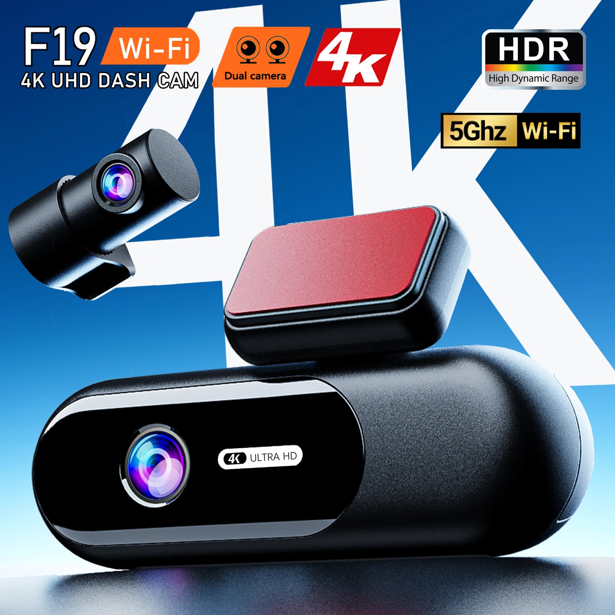 Dash Cam for Car 4K UHD Recording Front Rear Car Camera