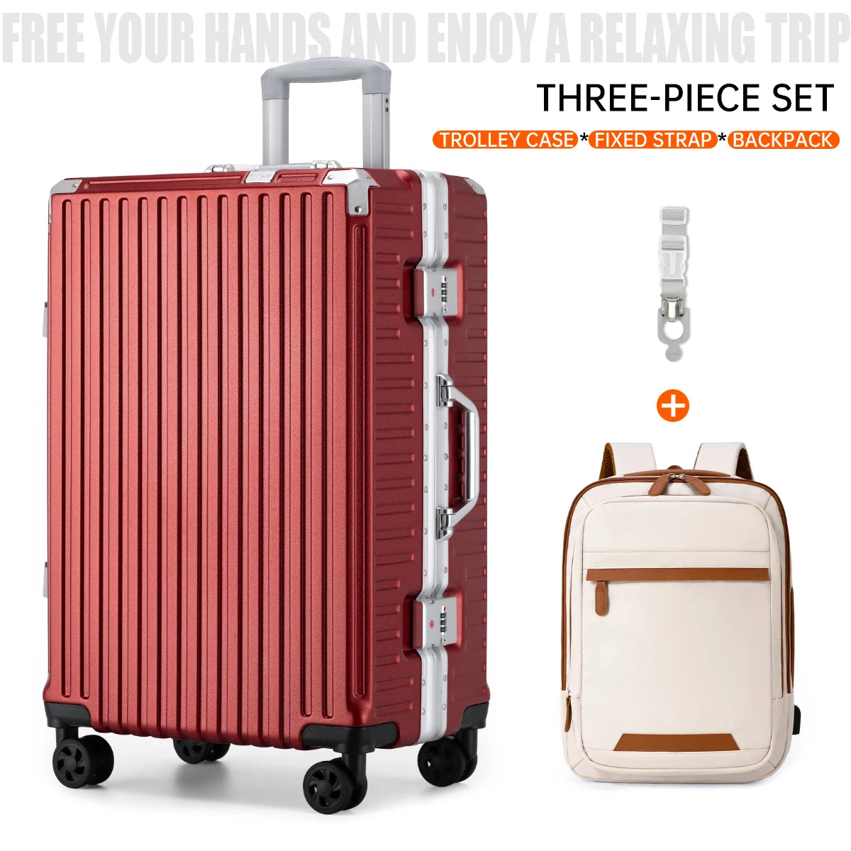 Trolley Luggage 20 24 26 28" Aluminum Frame Rolling Luggage USB