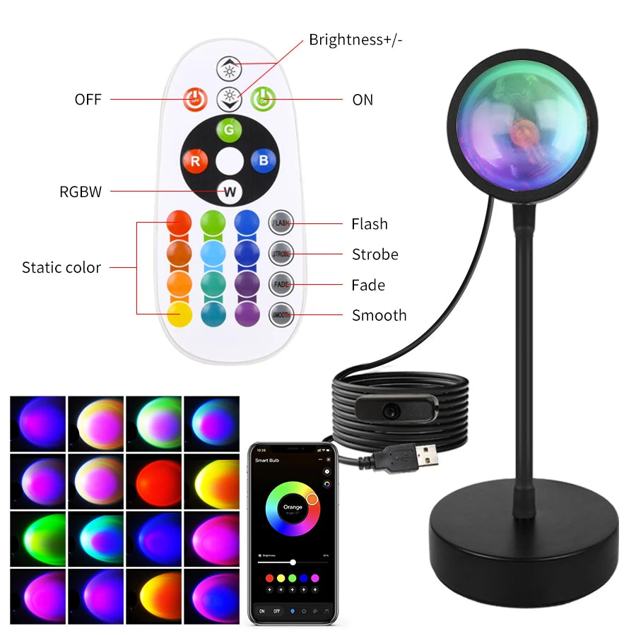 Smart Sunset Lamp Tuya LED Night Light USB RGB